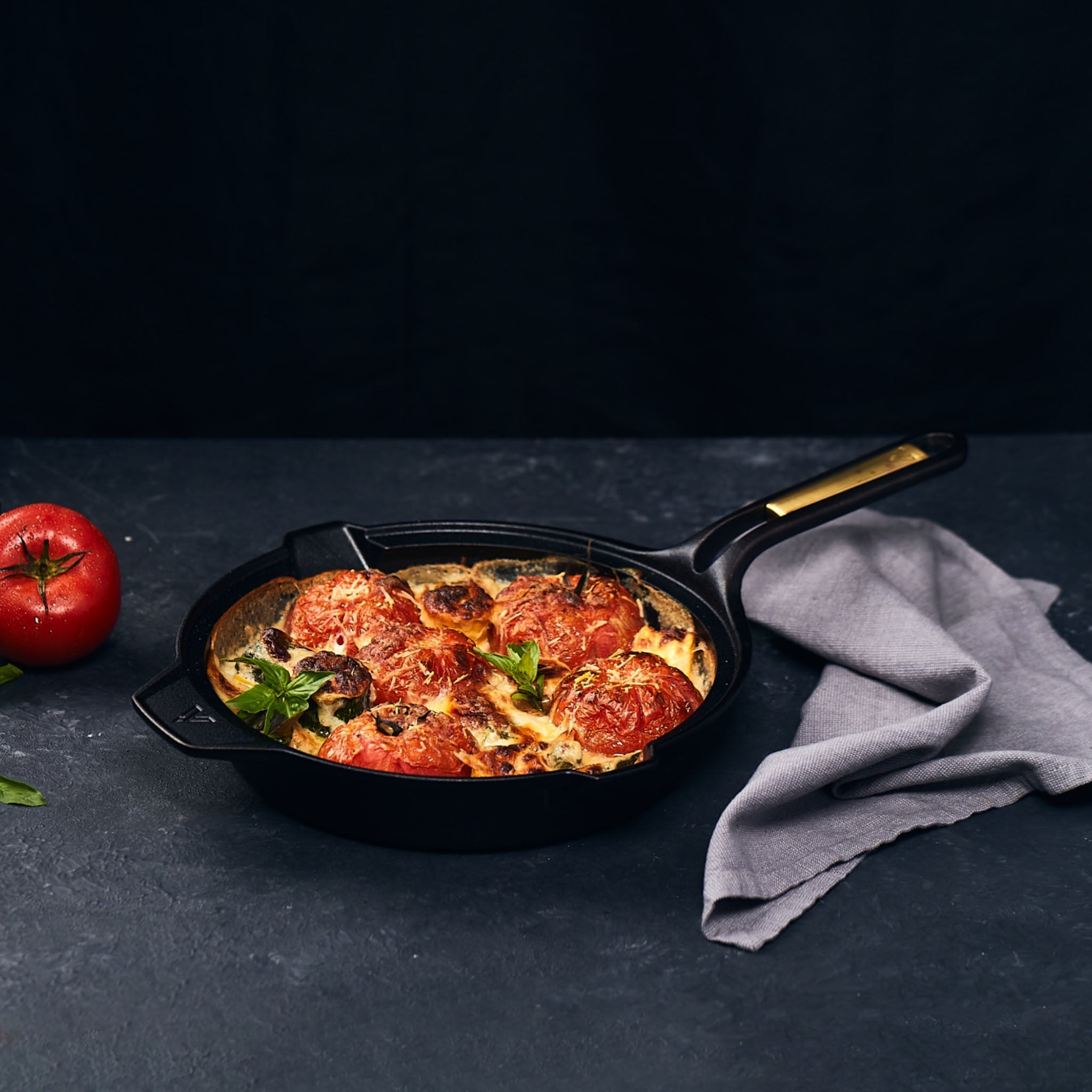 Tomato and Zucchini Skillet Gratin