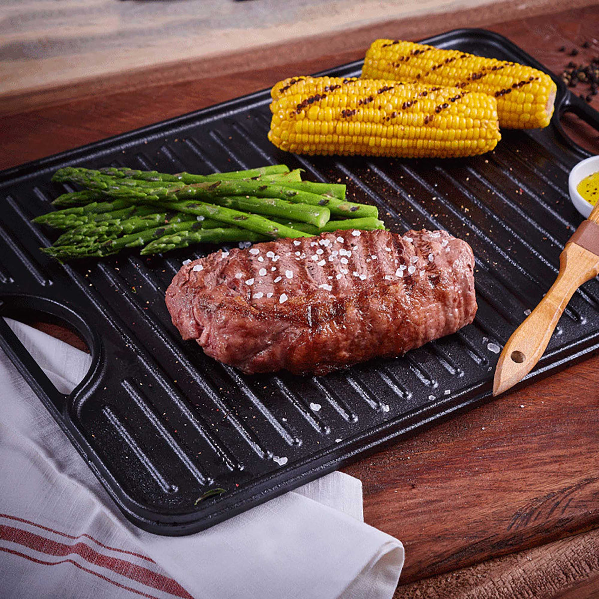 Rectangular Cast Iron Reversible Griddle – 20"x14" Extra Large