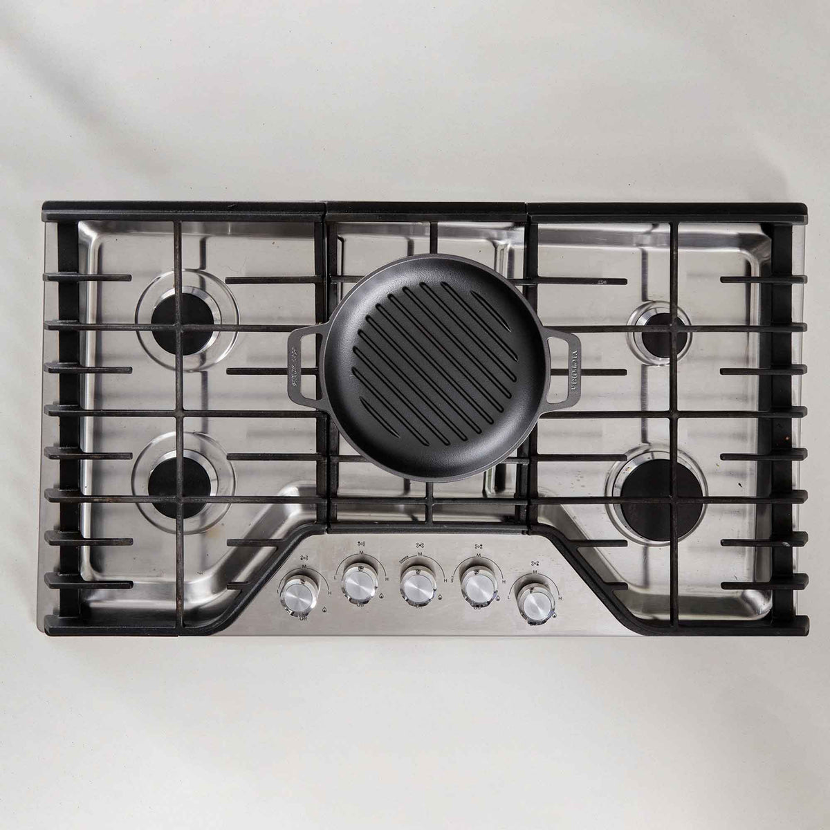 10-Inch Cast Iron Round Grill Pan with Double Loop Handles