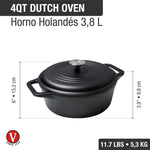 4 QT Cast Iron Dutch Oven with Lid