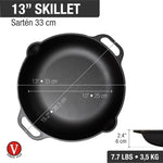 13-Inch Everyday Cast Iron Skillet with Loop Handles