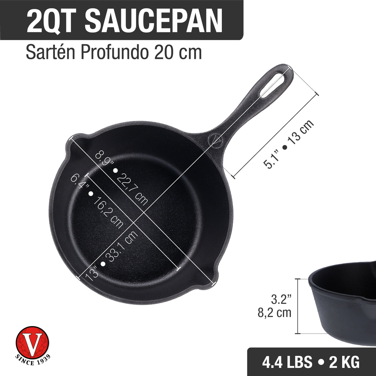 2 Qt Cast Iron Saucepan
