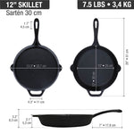 12-Inch Day of Dead Calaca Cast Iron Skillet