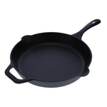 12-Inch Cast Iron Skillet Set with Tempered Glass Lid, Large Handle Cover, and Pan Scraper