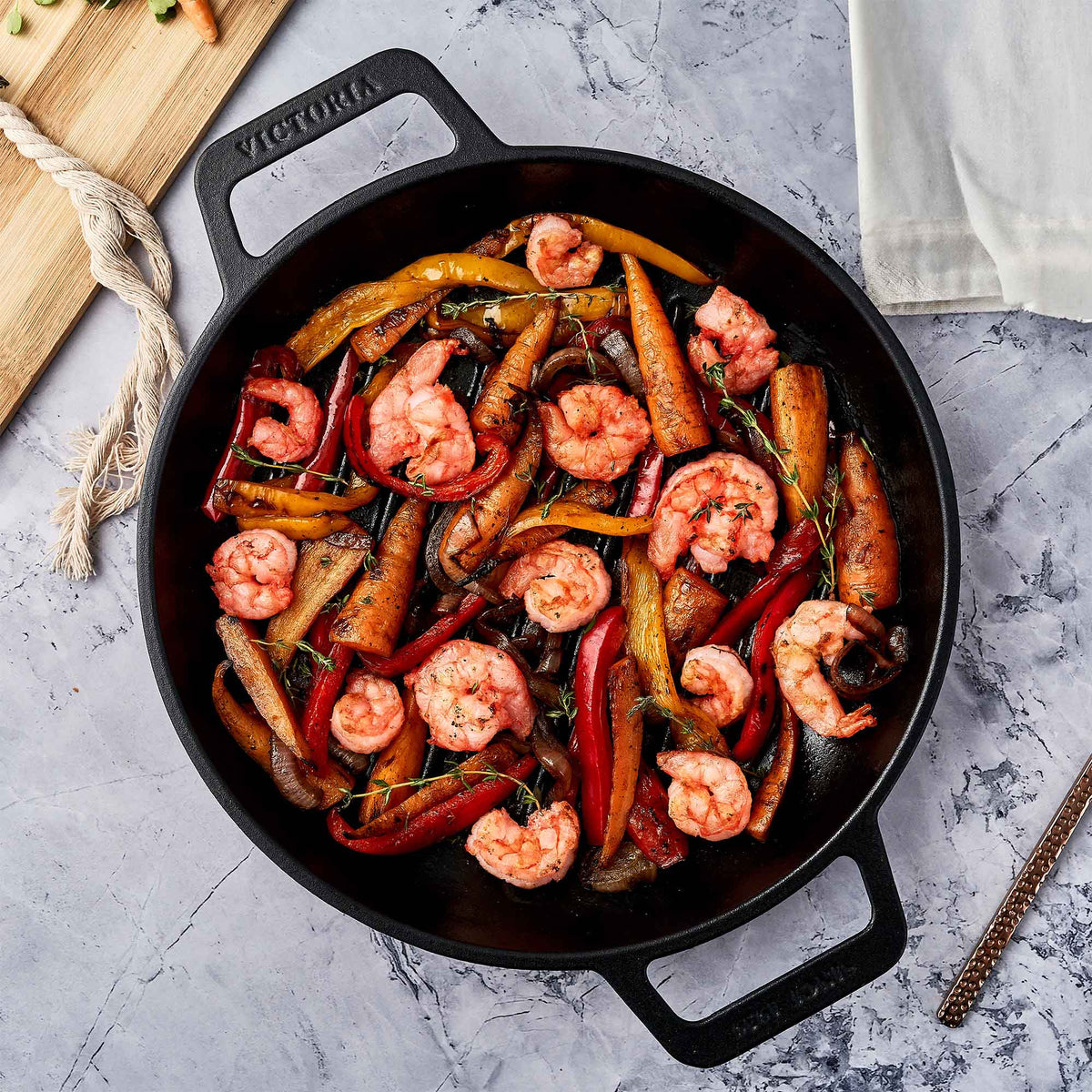 10-Inch Cast Iron Round Grill Pan with Double Loop Handles