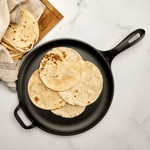 12-Inch Cast Iron Comal & Pizza Pan – Long Handle and Loop Handle