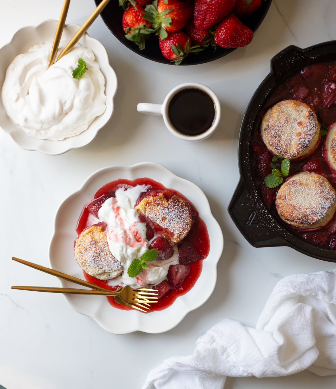 Strawberry Cobbler with Vanilla Cream Biscuits