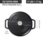 7 QT Cast Iron Dutch Oven with Lid