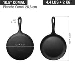 10.5-Inch Cast Iron Comal Griddle and Crepe Pan