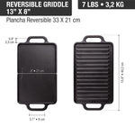 Rectangular Cast Iron Reversible Griddle – 13” x 8.5”, Dual Handle