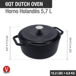 6 QT Cast Iron Dutch Oven with Lid