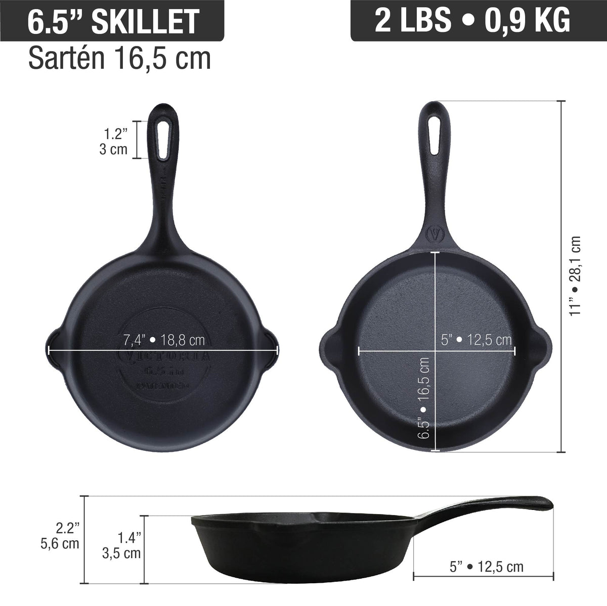 6.5-Inch Cast Iron Skillet Piraña