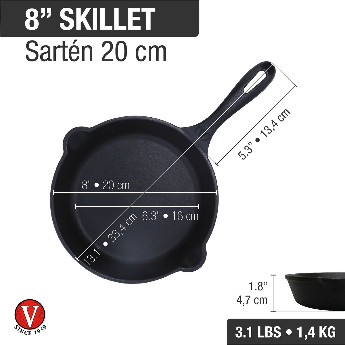 8"-Inch Cast Iron Skillet